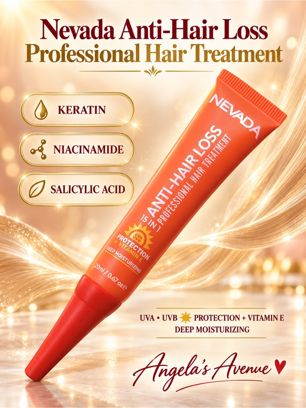 Nevada Anti-Hair Loss
Treatment Tube Keratin, Niacinamide, Salicylic Acid NEW